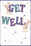 Radiating hope and gentle cheer, this illustrated get well card brings a little piece of Cricklewood sunshine to anyone on the mend. Two delightful characters-a teddy bear and a floppy-eared puppy-balance and cradle bold, colourful letters that spell out 'Get Well', their cartoon eyes sharing a reassuring sparkle common to friendly exchanges at the local Green. The letterforms stand tall in radiant indigo and teal, set against a creamy white backdrop that feels fresh, like morning light in a neighbourhood flower stall. Scattered stars in purple and blue swirl above, weaving magic and encouragement through the design in much the same way that carefully selected flowers brighten any bedside in Cricklewood. The fur textures are rendered so softly that you imagine how soothing a cuddle would feel, while the whole composition vibrates with sincerity and playful optimism. Perfectly suited to send a note of comfort-much like an expertly arranged bouquet-this card brings with it the heartfelt warmth and personal touch of Cricklewood's own community spirit.